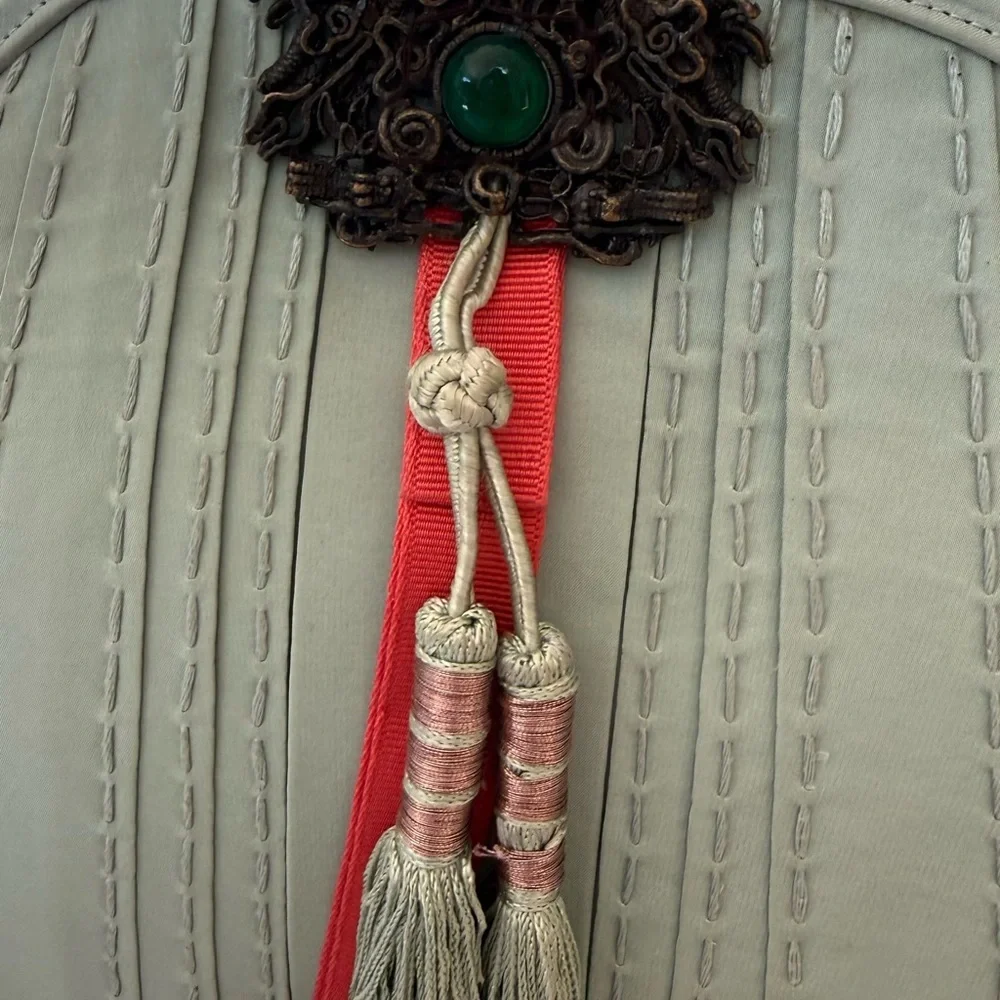 Sage Green Tassel Crossbody Bag with Antique Chain